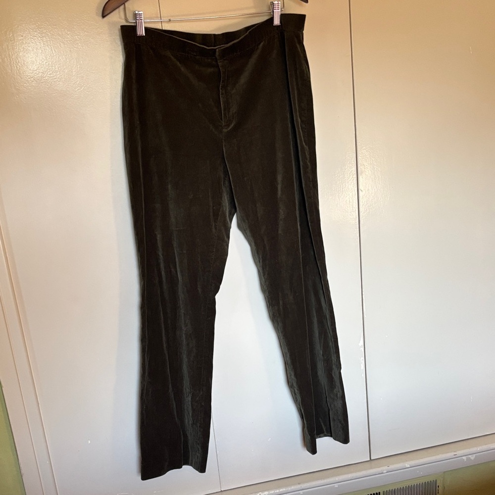 Lauren Ralph Lauren Olive Velvet-look Pants S12 Holidays Party NYE Thanksgiving